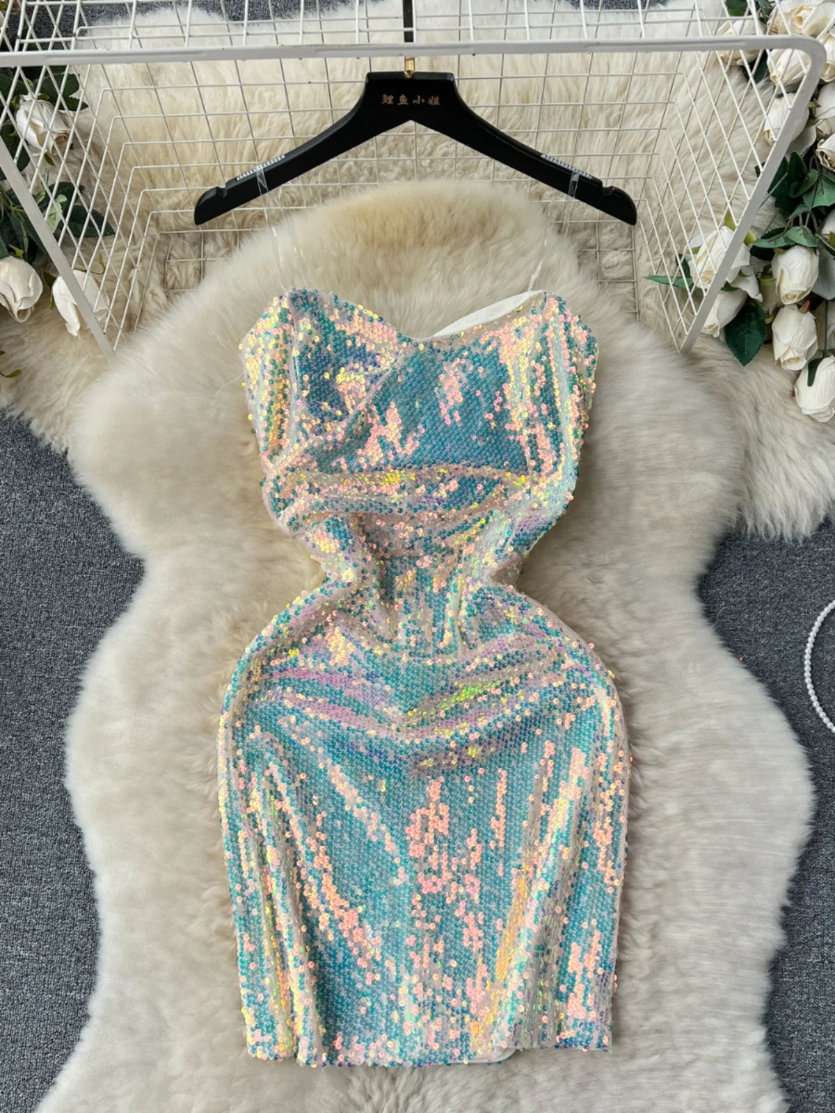 womens sequin holiday dress SSYS The Penny Halter Sequin Bodysuit In Black *FINAL SALE* main image 1