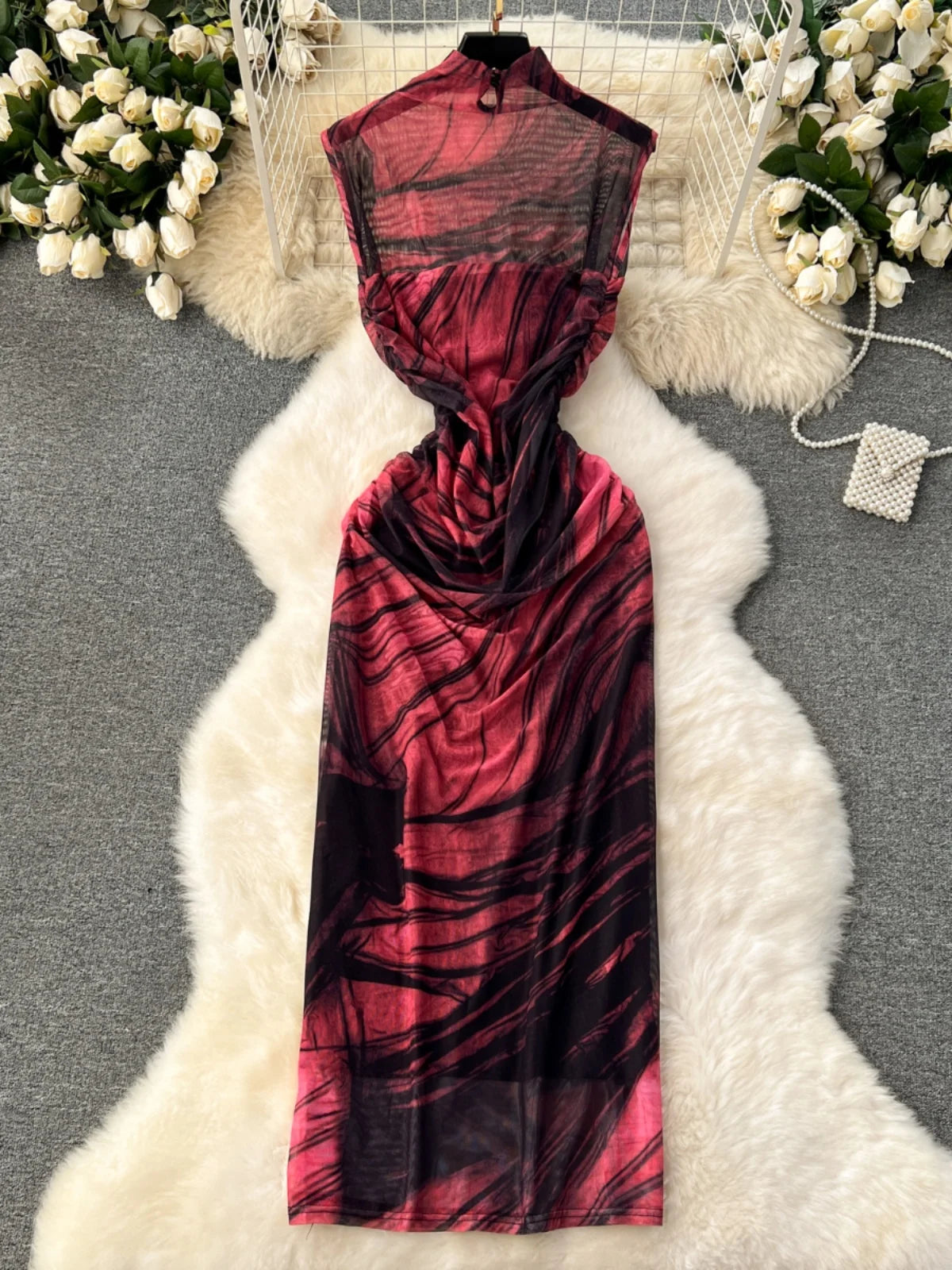 red turtleneck sleeveless dress Luxury fashion & independent designers