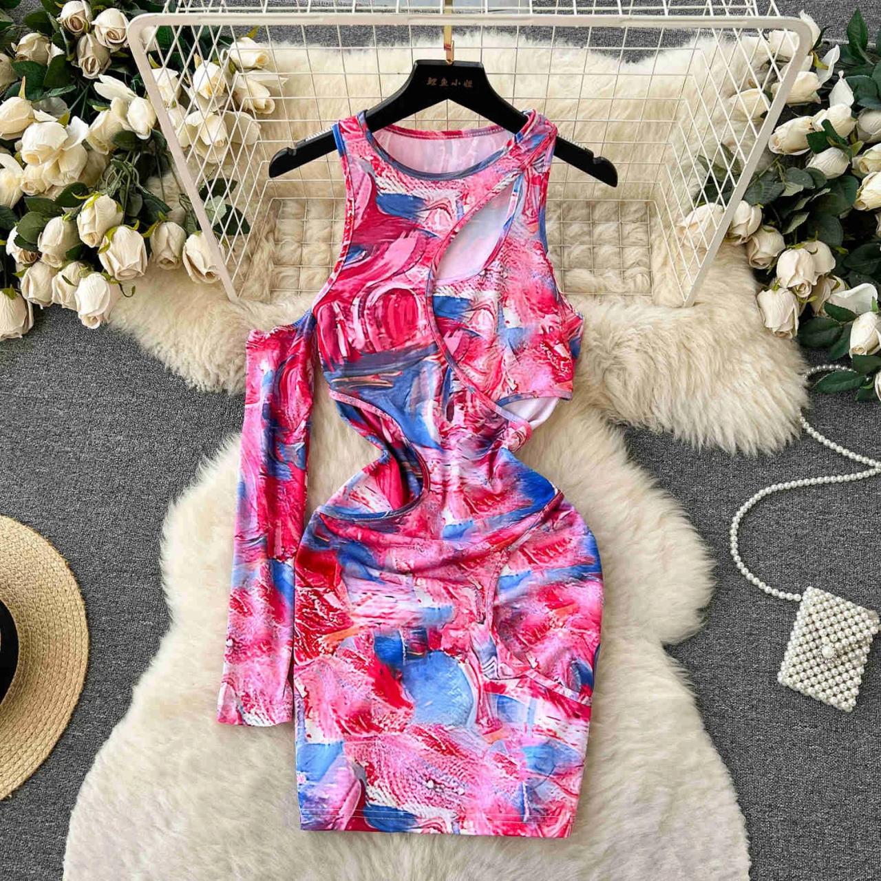 abstract print bodycon dress Tall Ruched Leaf Print Bodycon Dress – Ashley Stewart main image 1