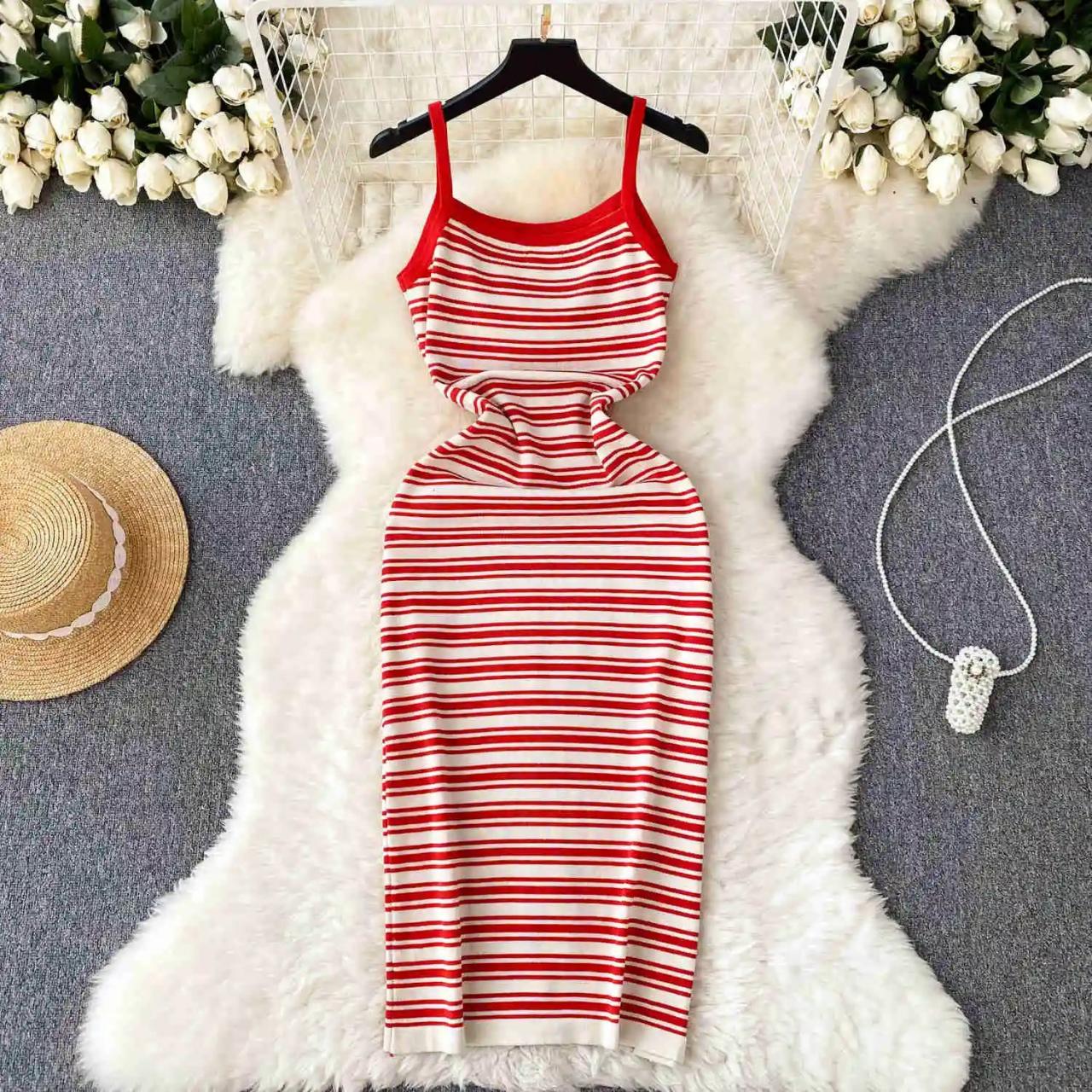 hippie halter dress Women Sundress, Halter Dresses, Red Handmade Boho Dress S/M main image 0