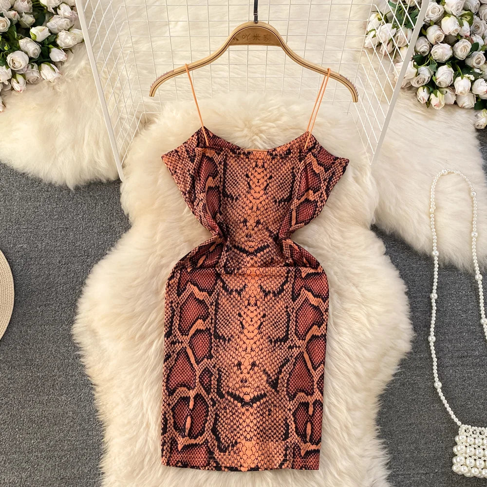 Snake print bodycon mini dress outlet