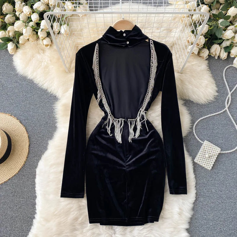 knee length dresses for ladies Twilight Velvet Turtleneck Mini Dress XS/S main image 0