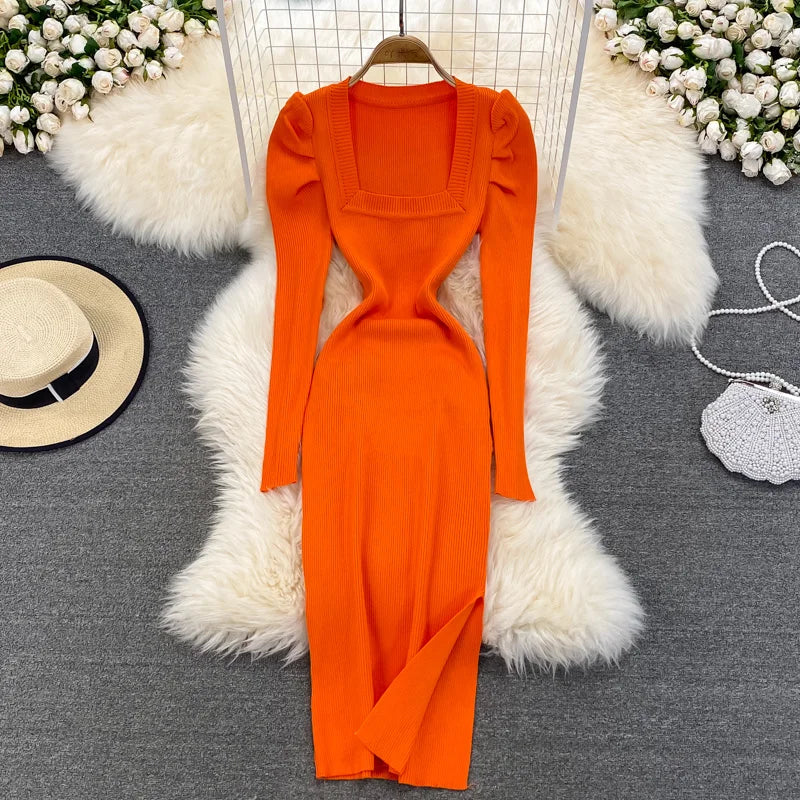 Orange bodycon midi dress cheap