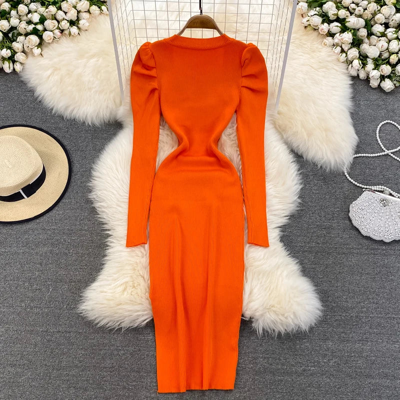 orange bodycon dress with sleeves Neon Orange Mesh Tie Up Cut Out Long Sleeve Dress
