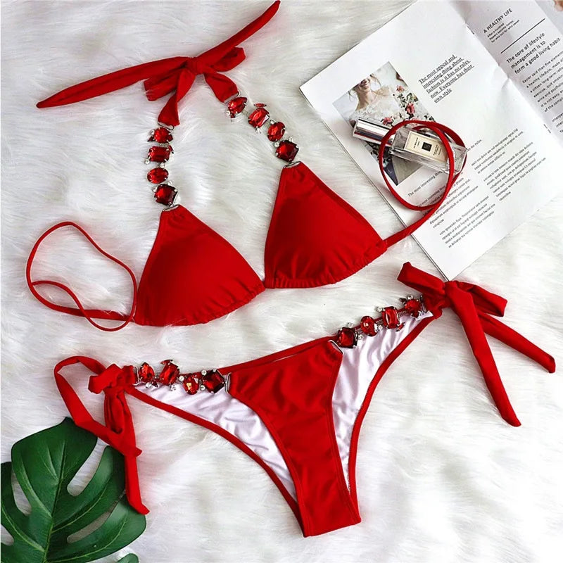 Red tie up bikini outlet
