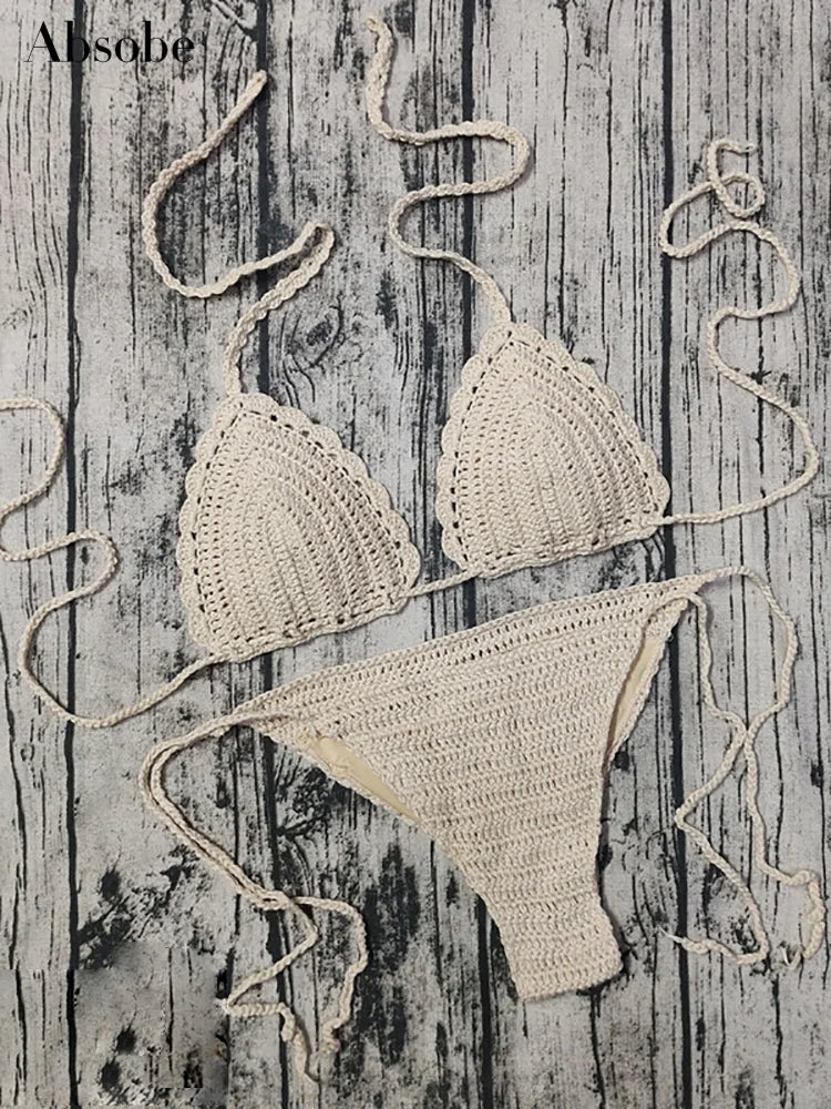 Bikini Crochet Fait Main Pour Femmes - Ensemble Deux Pièces Multicolore Taille M