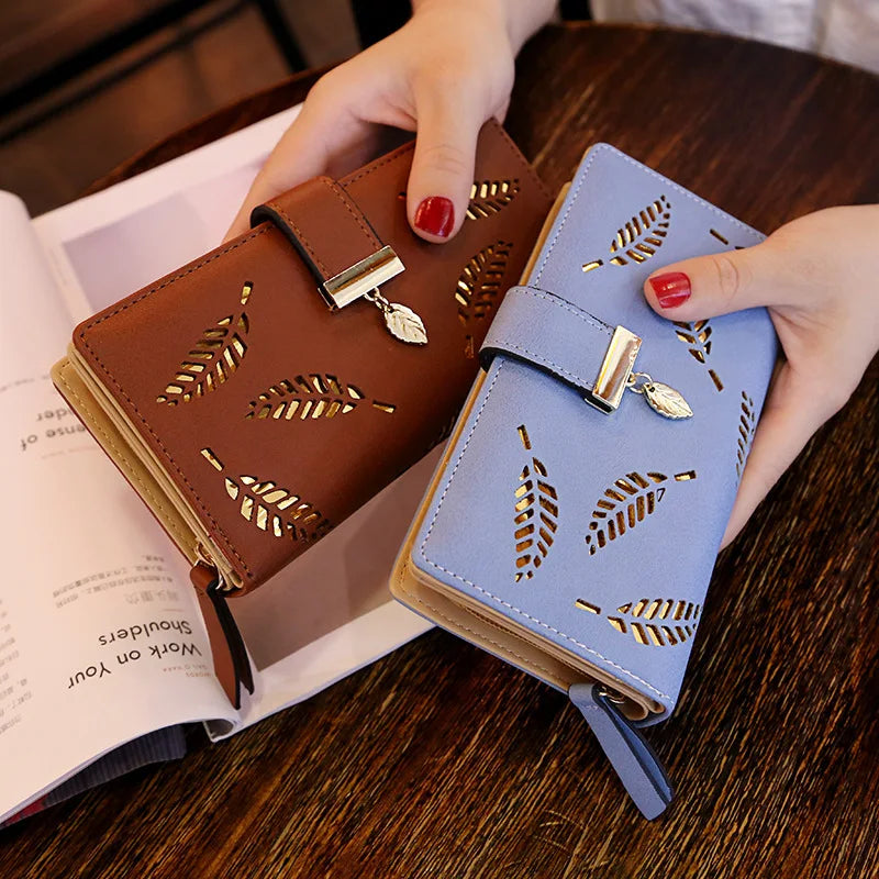 Womens Elegant Leaf Embellished Clutch Wallets Pair Set on Luulla
