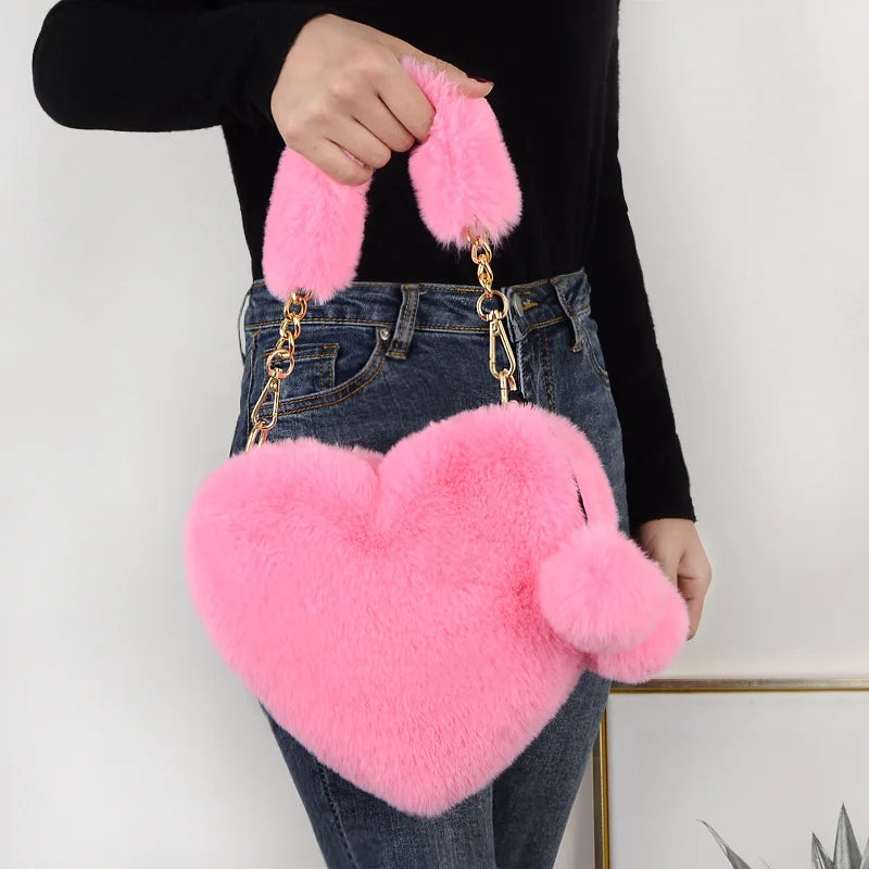 Pink faux fur purse new arrivals