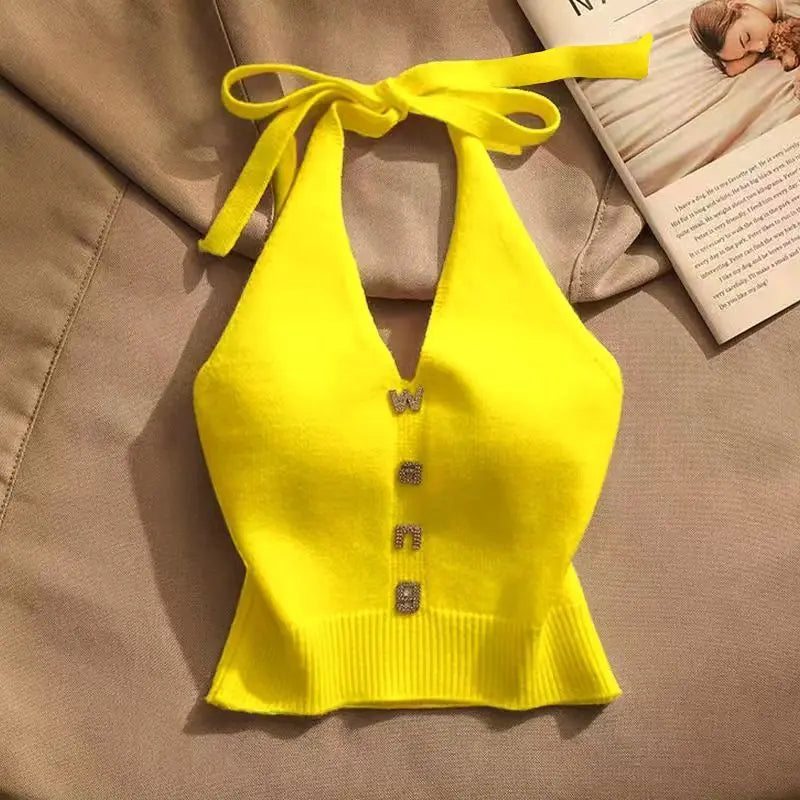 Neon yellow halter top discount