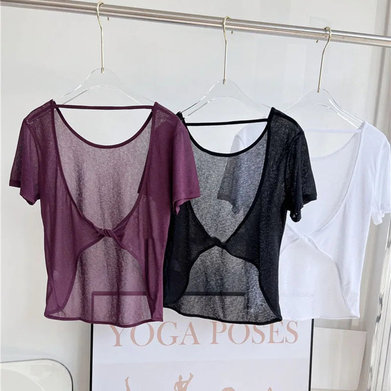 Open back yoga sweater cheap