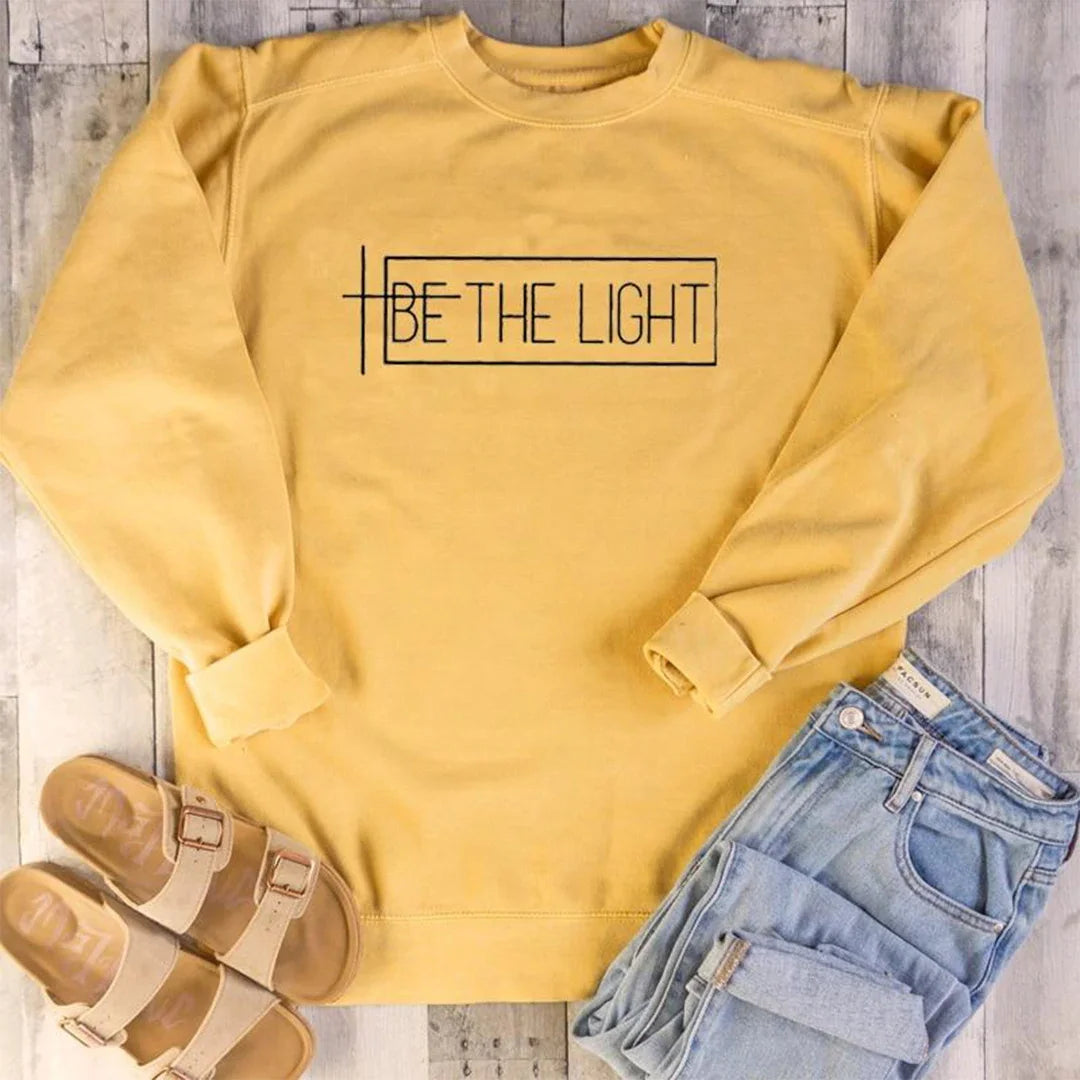 Light yellow crewneck sweatshirt top