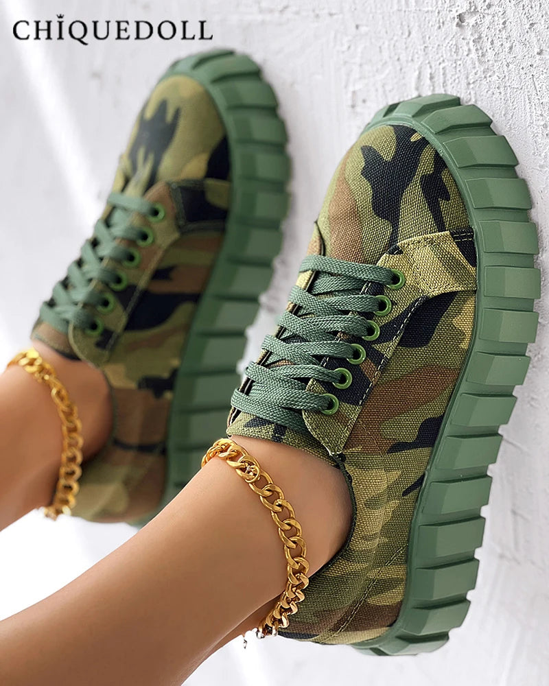 Womens Camo Platform Sneakers Stylish And Comfortable on Luulla