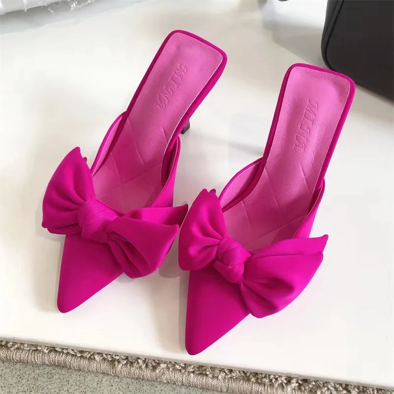 Pink bow mules store