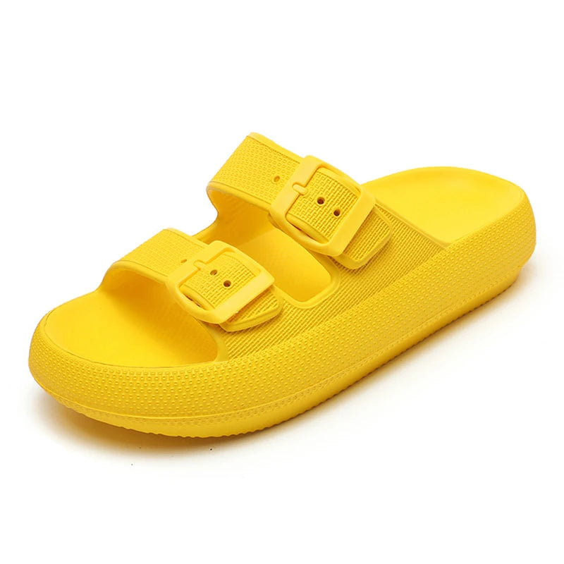 Yellow double buckle sandals top