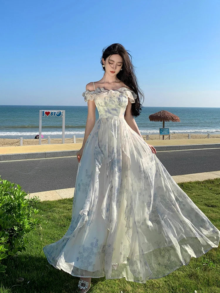 chinese dress ladies Celestara Off The Shoulder Maxi Dress White main image 1