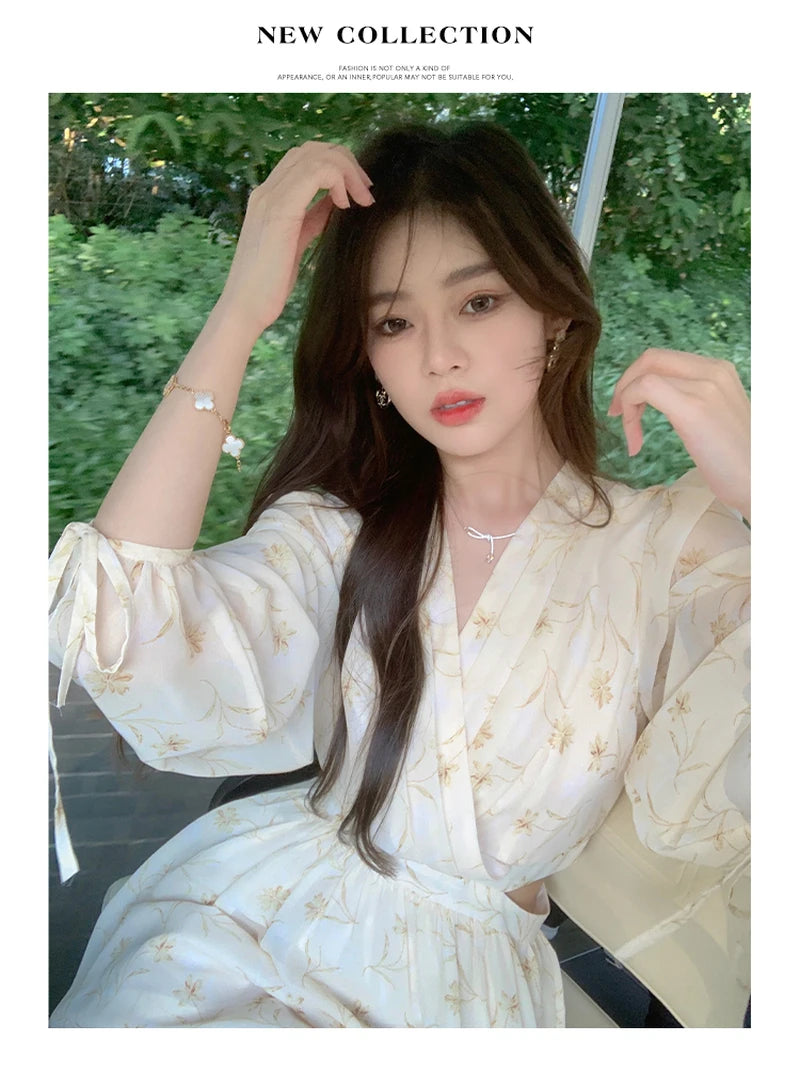 Loose Flare Sleeve Floral Elegant Long Maxi Dress main image 1
