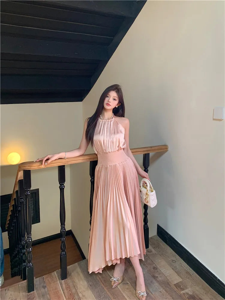 empire waist pleated midi dress ASTR the Label | Emerys Pleated Midi Dress in White main image 1