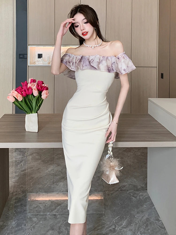 Off the shoulder ruffle bodycon dress shop