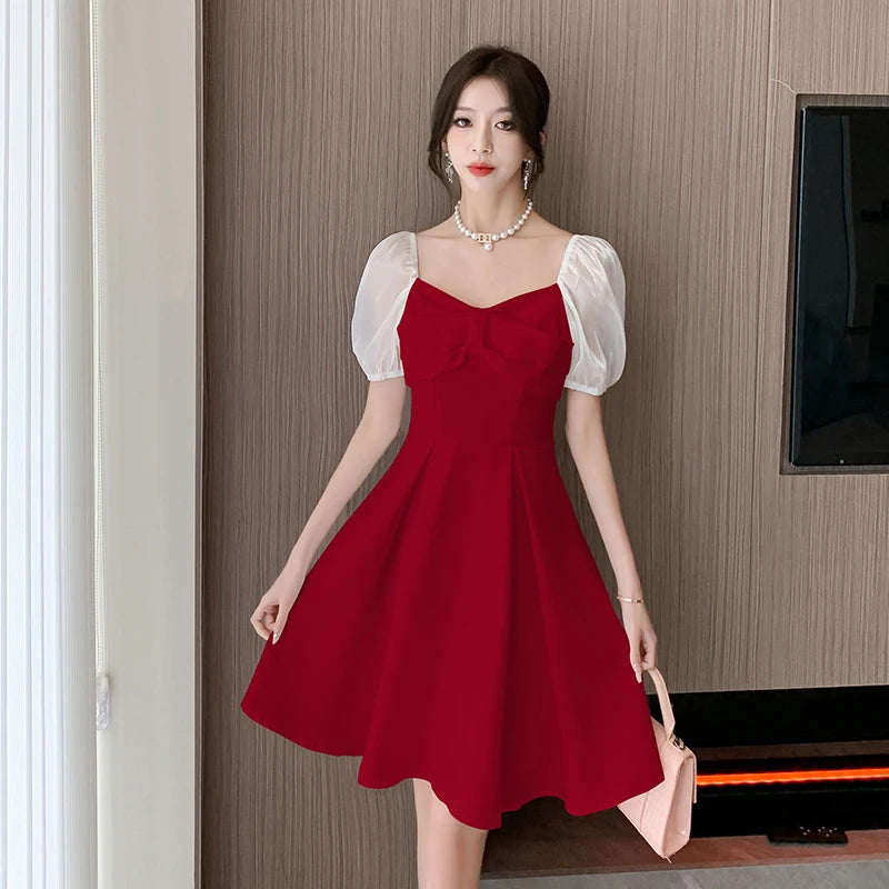 Red puffy dress store