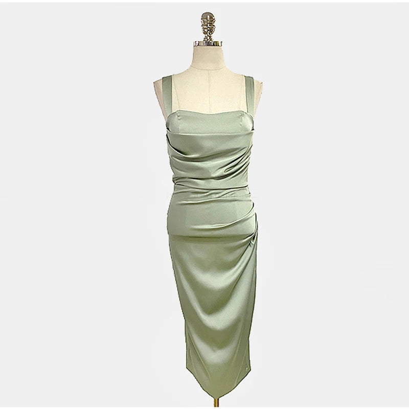 Elegant Sage Green Midi Bodycon Dress on Luulla
