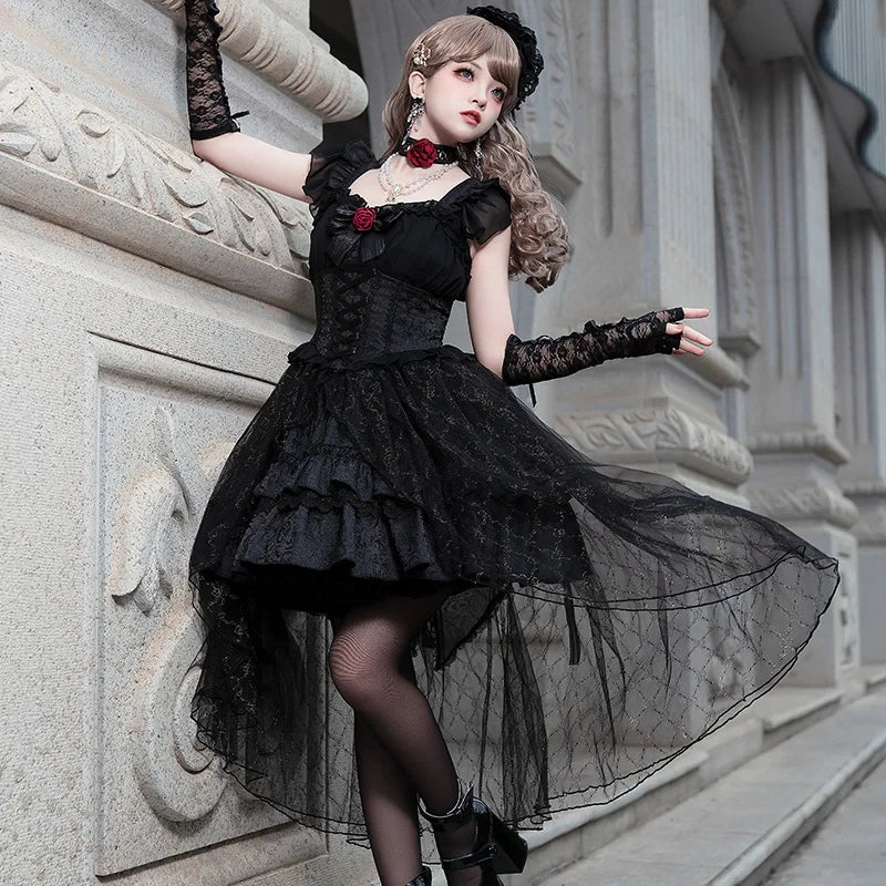 Gothic Lolita High-low Lace Dress Outfit on Luulla