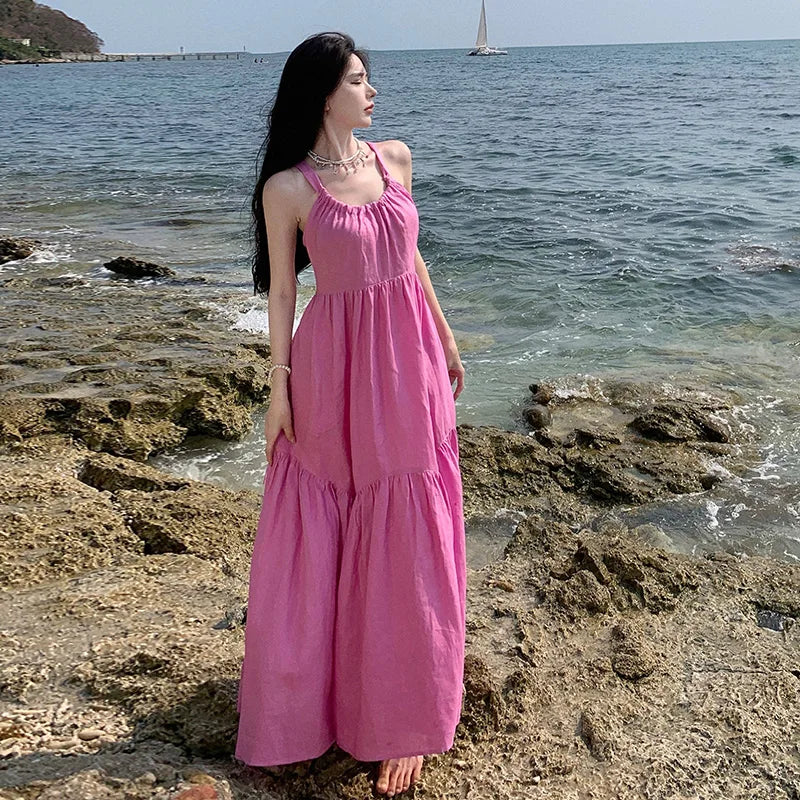 Pink Maxi Dress for Women Beach Wear