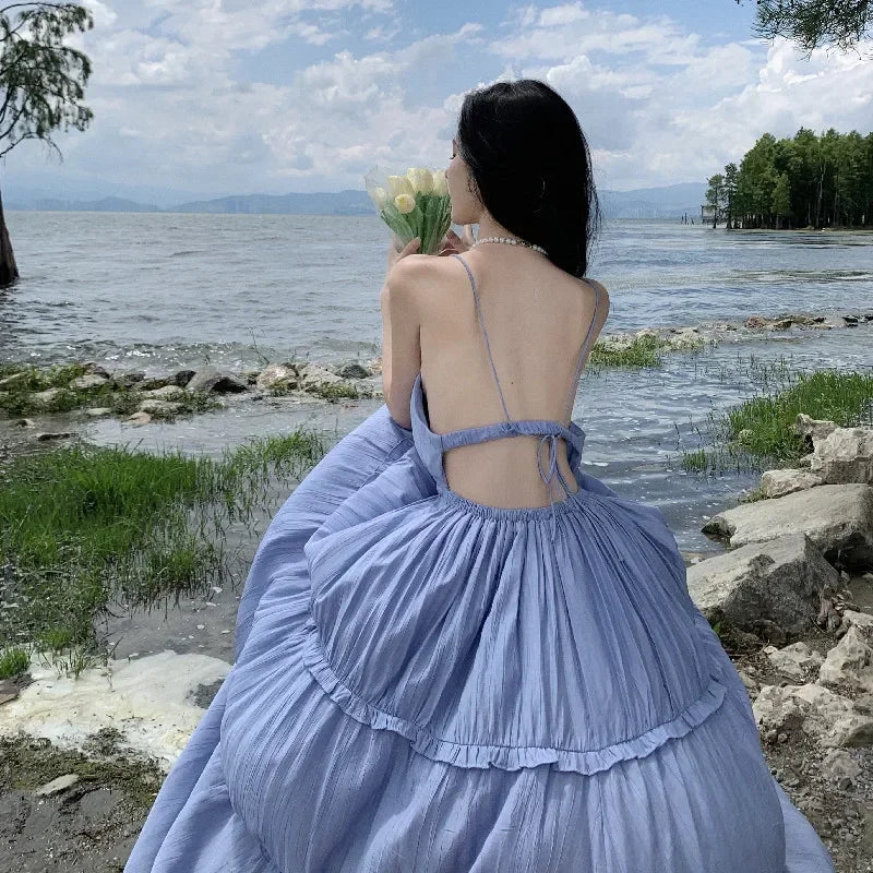 chinese dress ladies Sunflower Light Blue Mesh Maxi Dress - US 12 main image 0