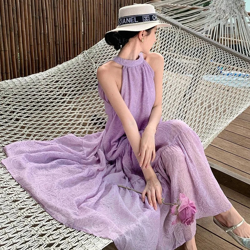 Lavender halter dress shop