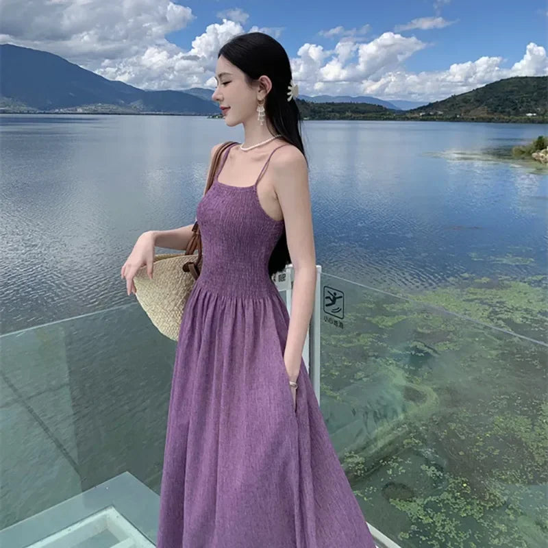purple dress spaghetti strap Zapaka Women Light Purple Prom Dress A Line Spaghetti Straps Floral Tulle Long Formal Dress, Lilac / S