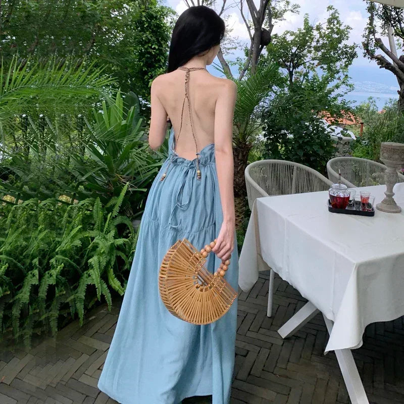 Backless boho maxi dress shop