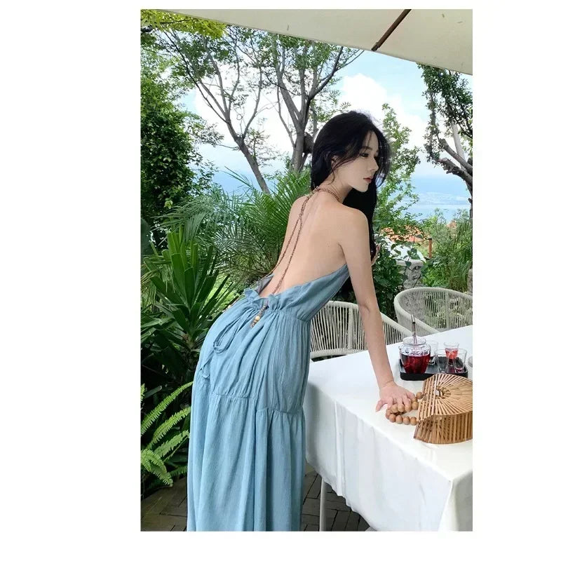Backless Boho Maxi Dress With Chain Straps on Luulla
