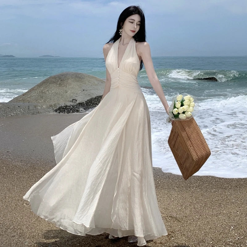 chinese dress ladies Summer Strolls Halter Neck Tie Midi Dress main image 0