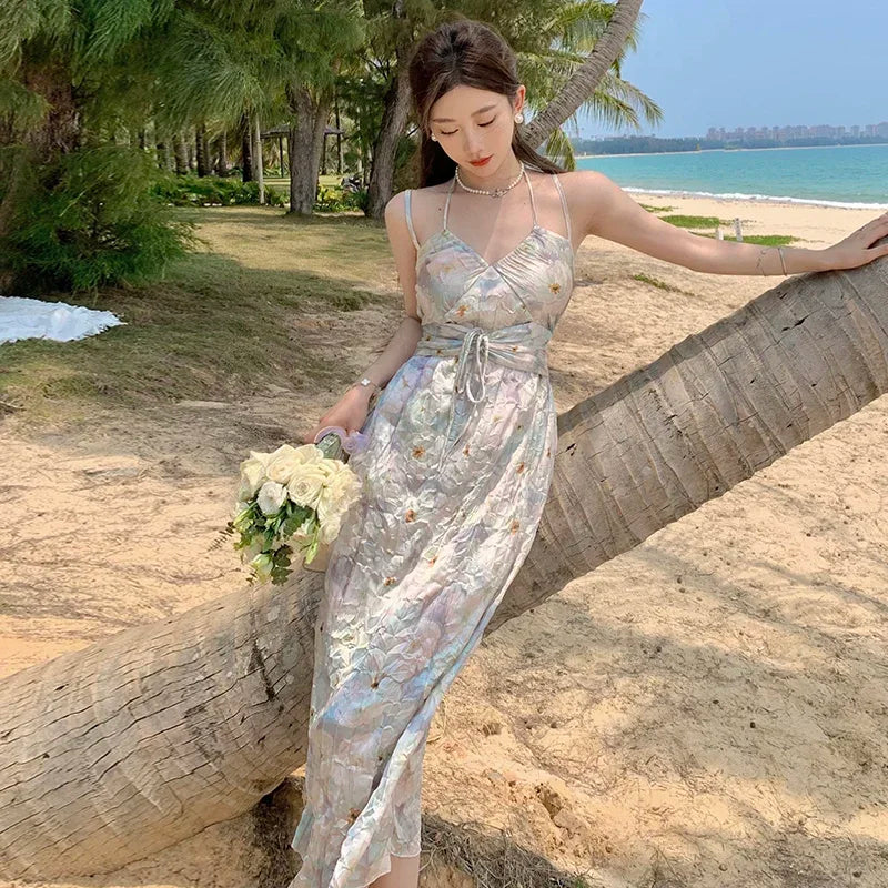 chinese dress ladies Womens Fashion Floral Print Maxi Dress Sexy Spaghetti Strap V Neck Beach  Vacation Long Dresses Summer Trendy Sundress at Amazon Women's Clothing  store
