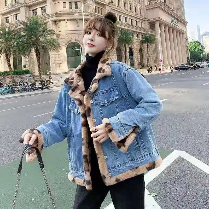 Faux Fur Lined Denim Jacket For Women on Luulla