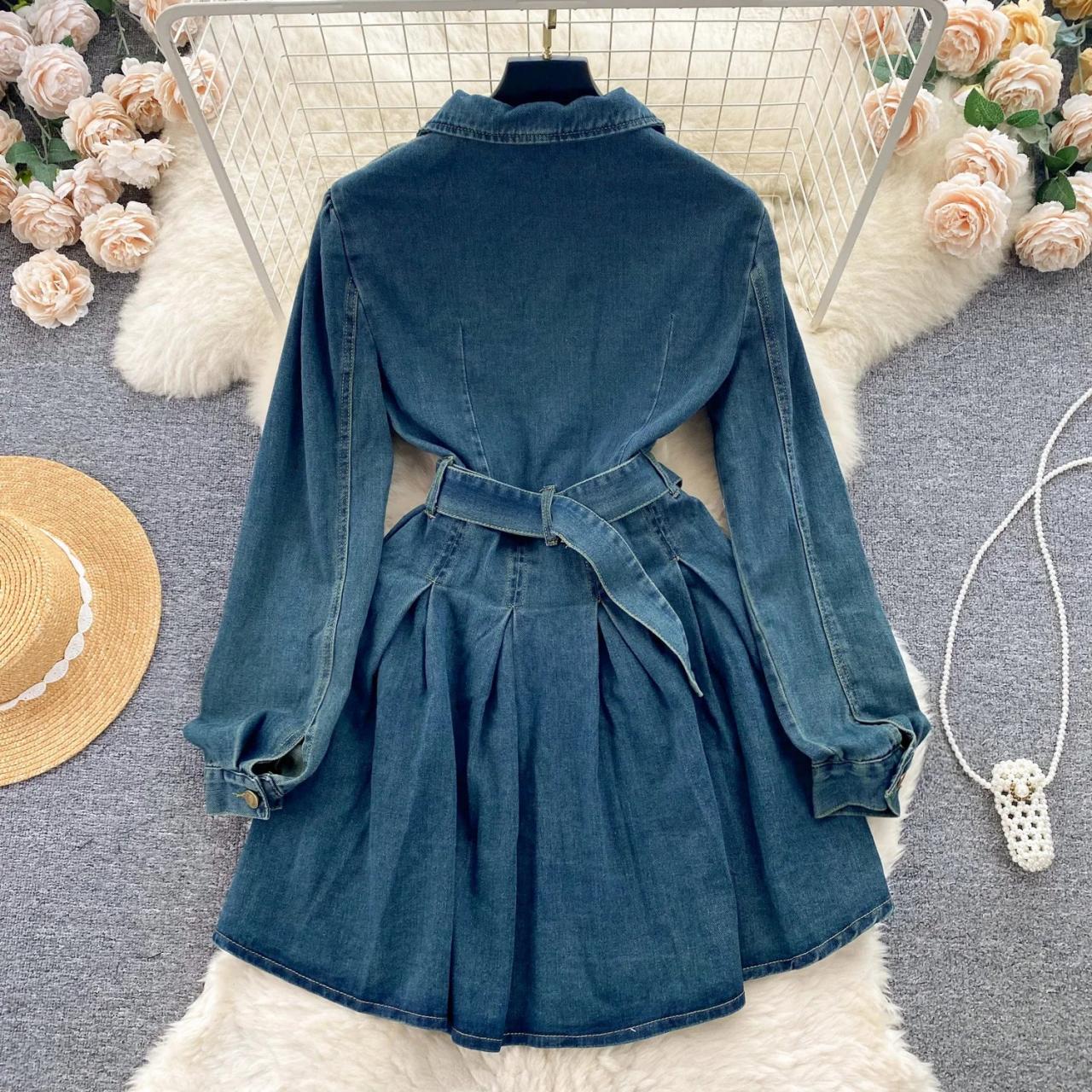 Pleated Jean Skater Dress Windsor Uniquely Darling Strapless Pleat Skater  Denim Mini Dress