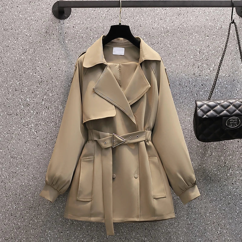 Women's Timeless Double-Breasted Trench Coat with Belt for All Seasons