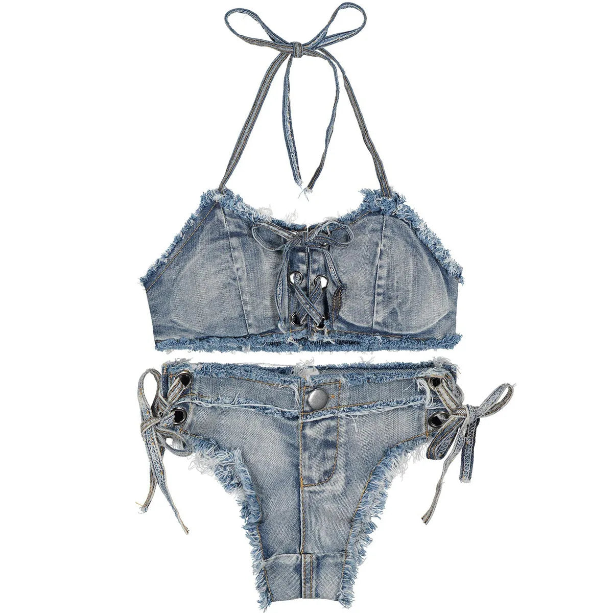 Fringe halter bikini discount