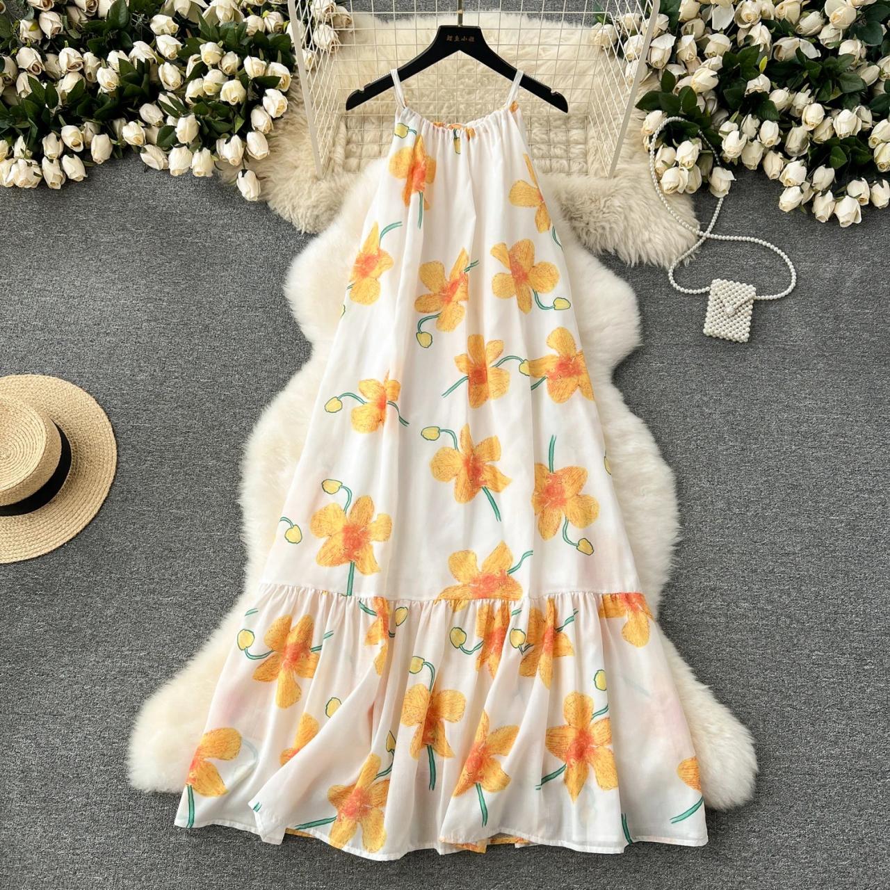 slim fit dress slacks Sunlit Reflections Halter Maxi Dress Yellow – Gabi Swimwear main image 0