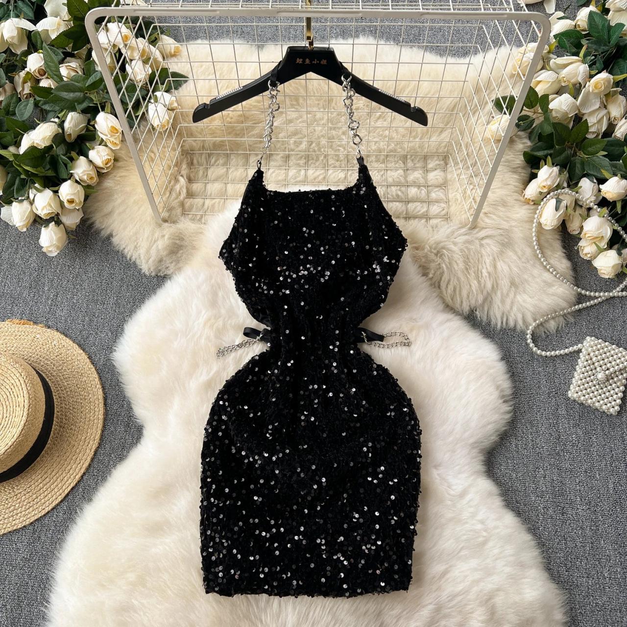 shiny sun up mini dress Shine Spaghetti Strap Sequin Mini Dress Rose Gold