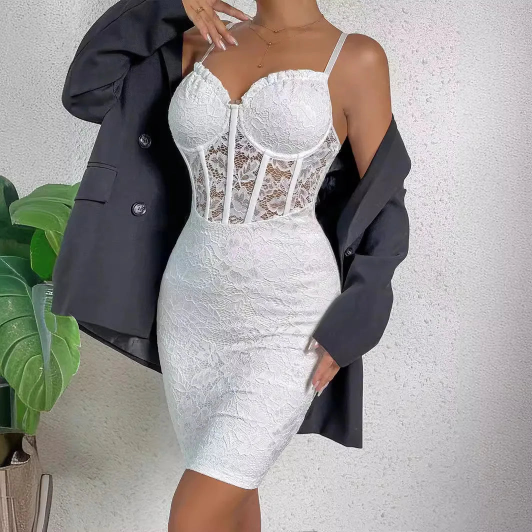 white christmas dresses 3D Flowers White Corset A-line Long Dress – Ohmollydress main image 1