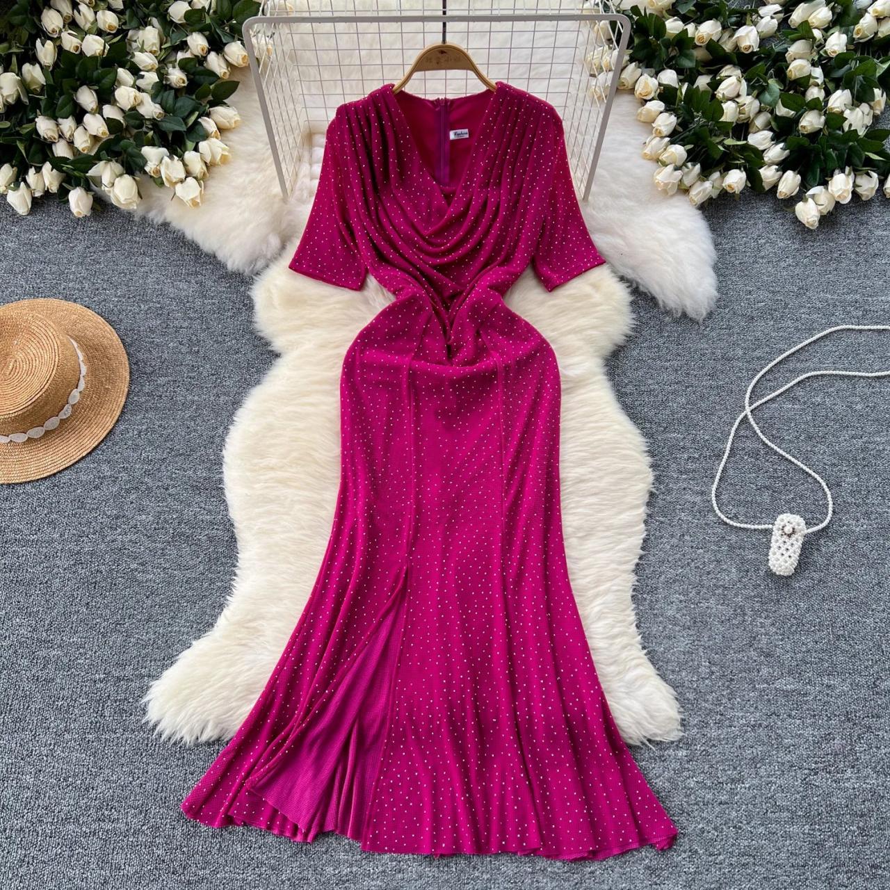 chinese dress ladies Aje Violette Bubble Hem Maxi Dress in Deep Magenta – That Dress Hire main image 1