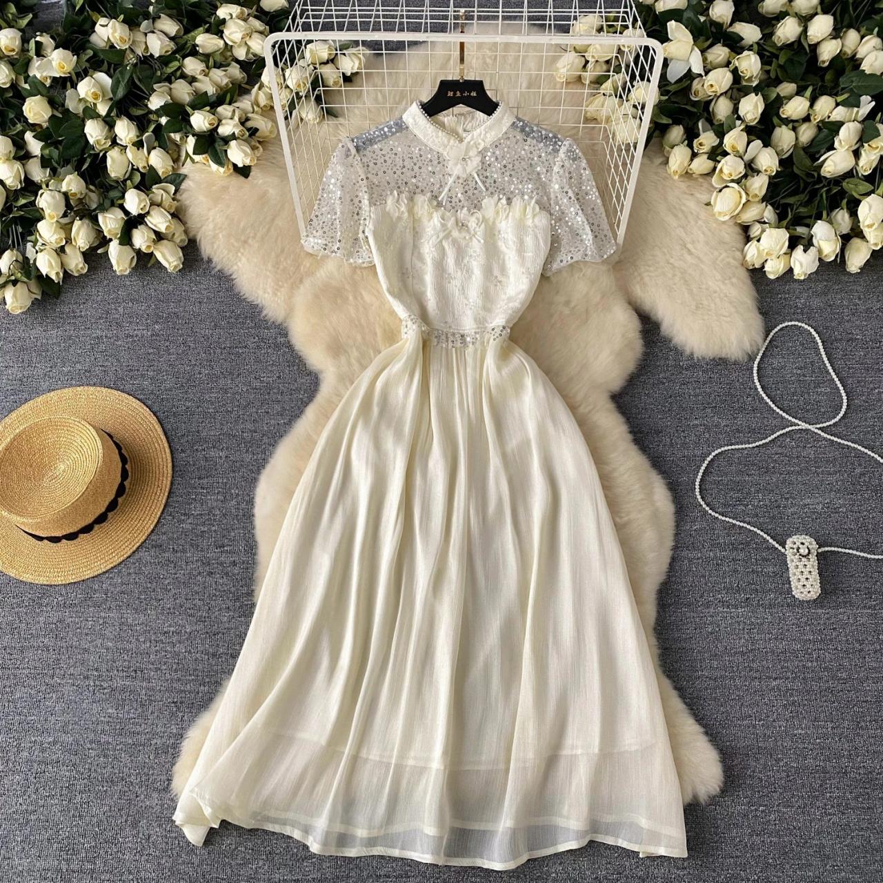 white lace chiffon maxi dress Elegant White Lace Chiffon Maxi Dress