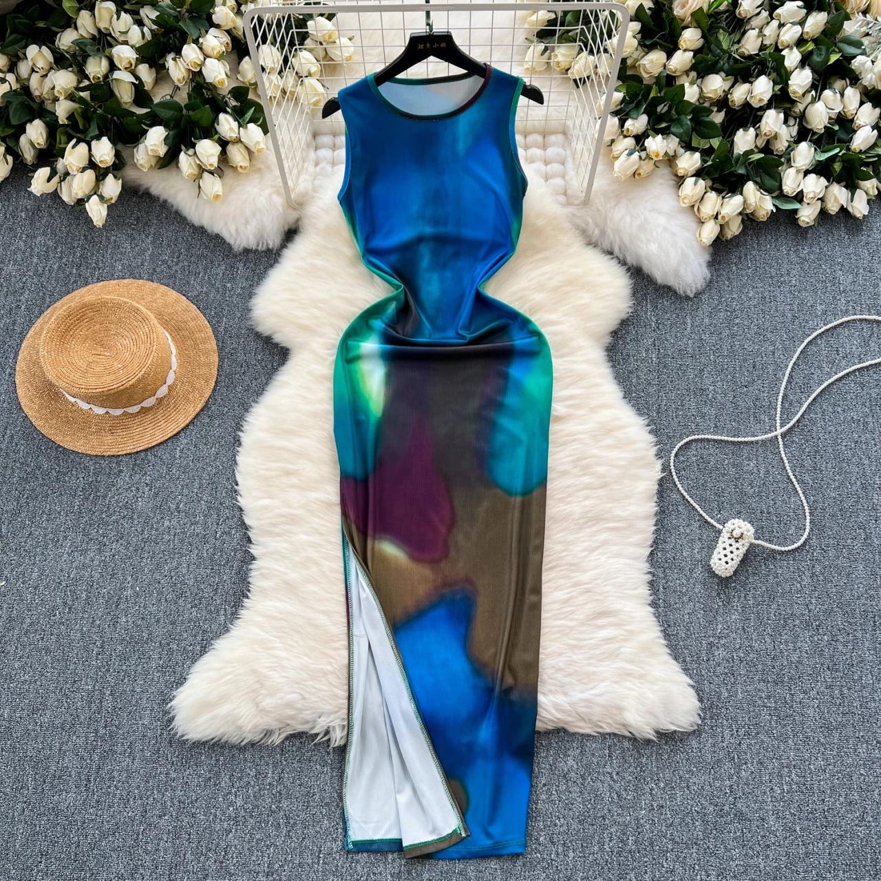 knee length dresses for ladies Multi Abstract Print Long Sleeve Bodycon Midi Dress – AX Paris main image 1