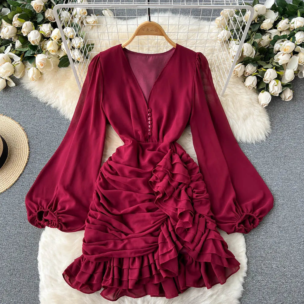 chinese dress ladies Burgundy Bodycon Mini Velvet Dress main image 1