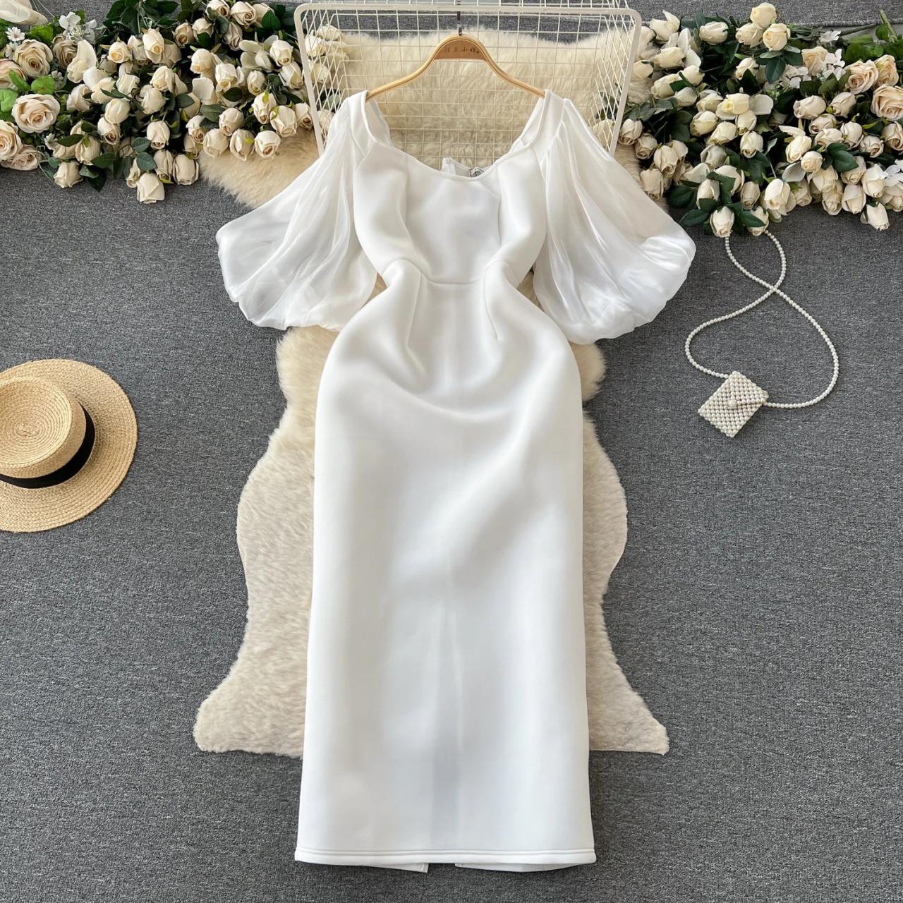 sachin and babi light blue dress Andrea & Leo WL084 Elegant Off-White Mini Dress – Mia Bella Couture main image 0
