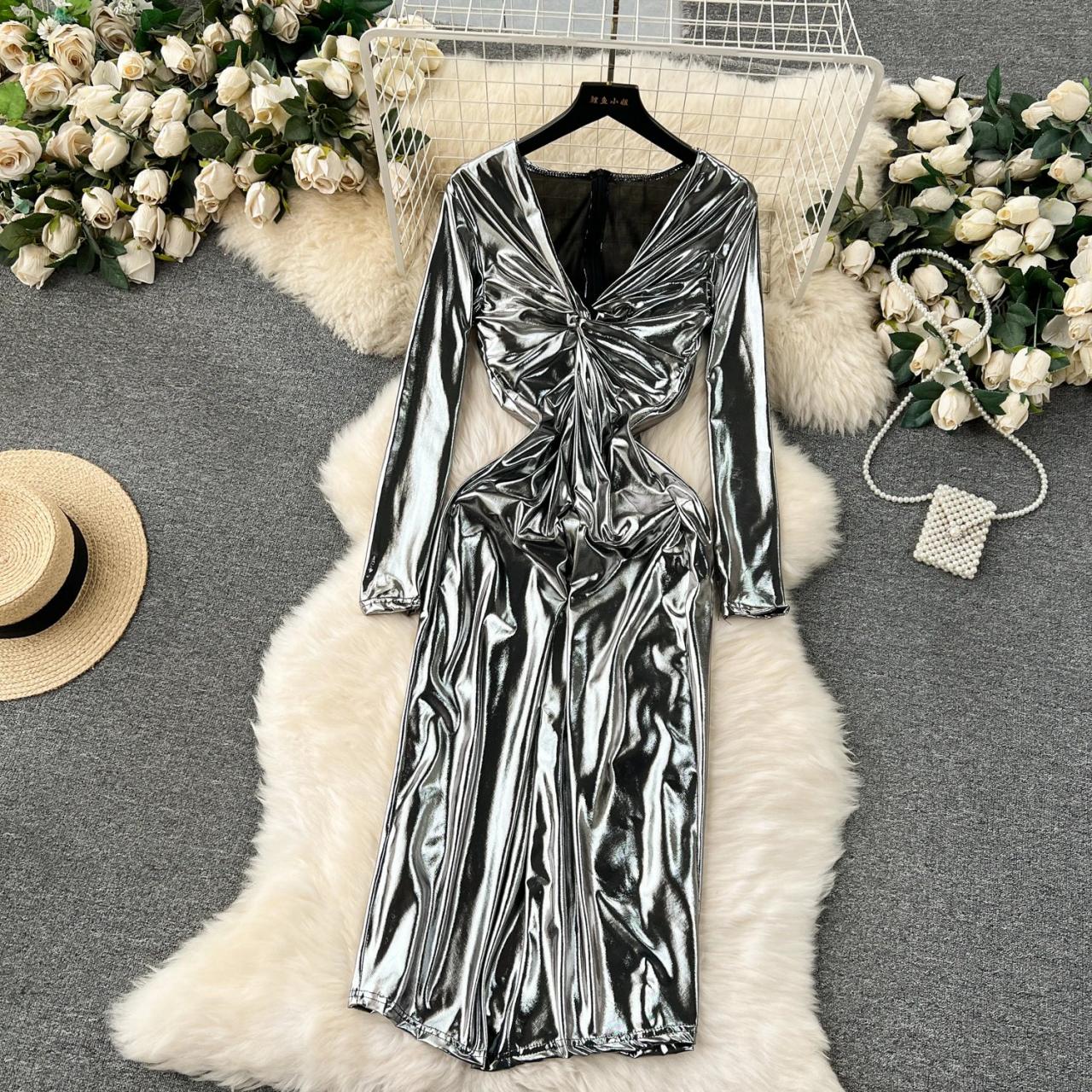 knee length dresses for ladies Betsy & Adam Women's Long Ruched Off-The-Shoulder Gown - Gold main image 1