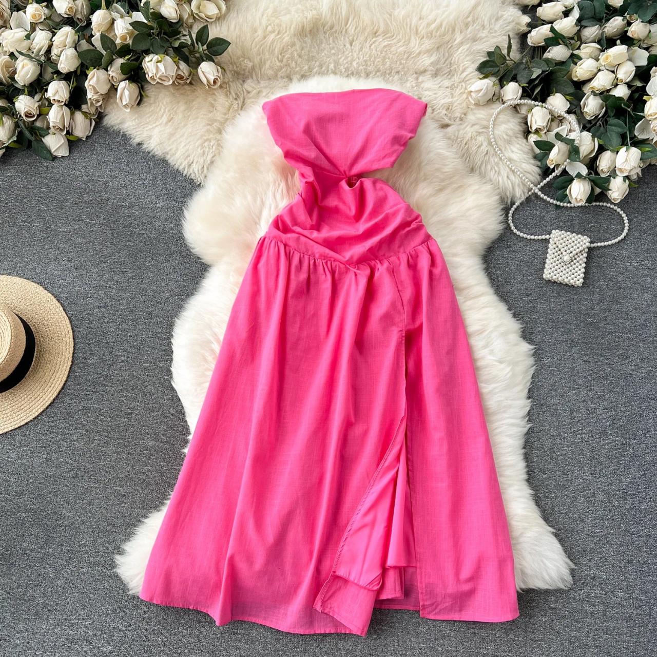 green emerald velvet dress Flowy Hot Pink Women's Maxi Wrap Dress L