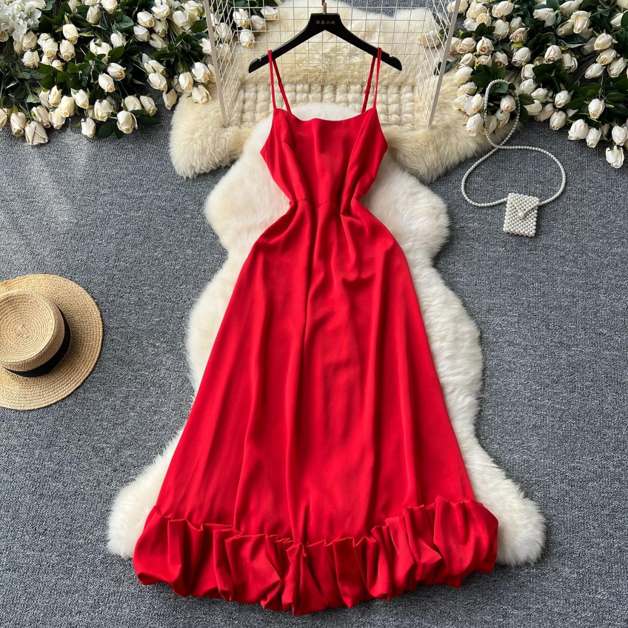 Red maxi dress spaghetti strap outlet