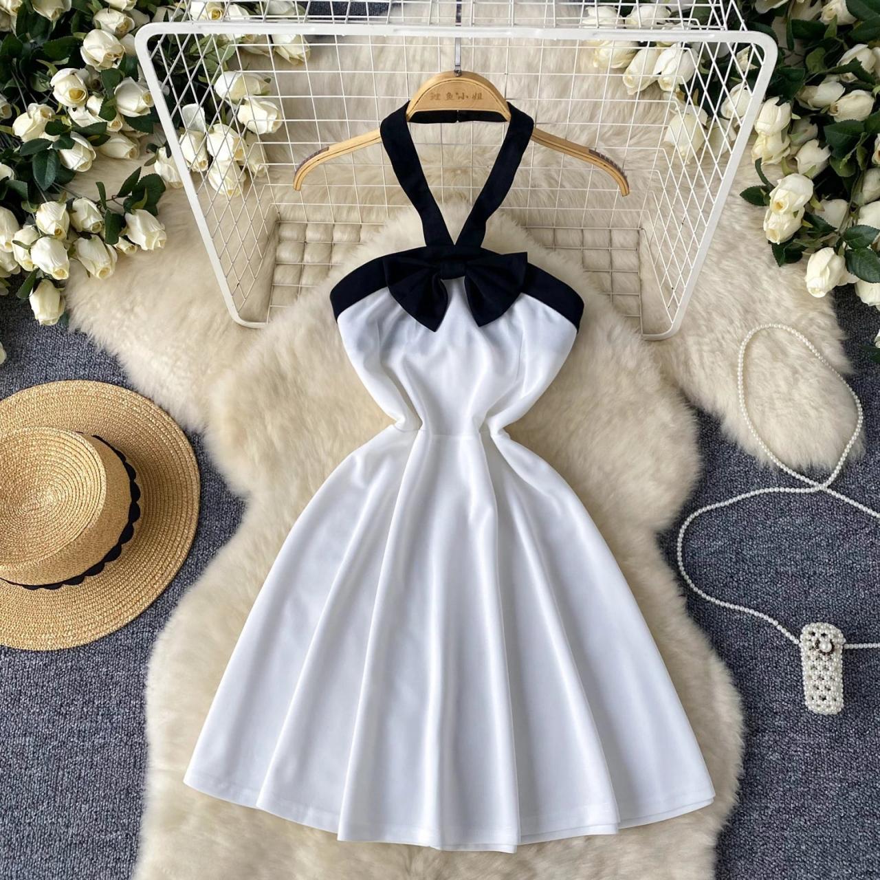 Elegant Halter Neck Bowknot Summer Dress