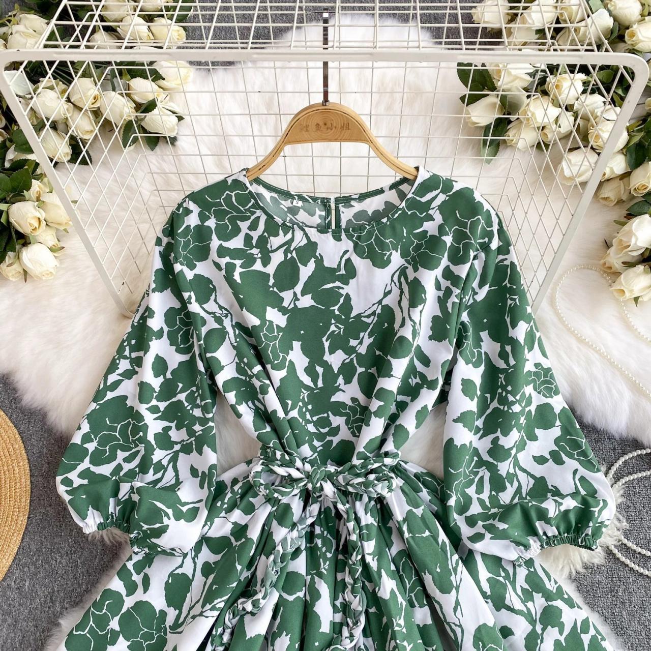 Yellow Floral Long Sleeve Summer Dress on Luulla